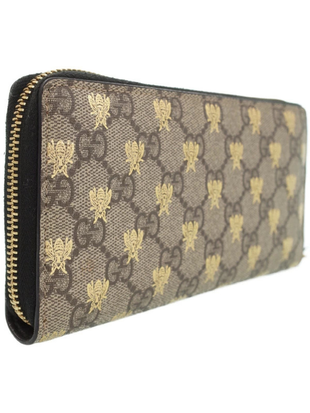 Gucci Bee Long Supreme GG Wallet Round Zipper Black